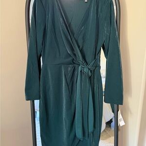 Julia Jordan Teal Long Sleeve Wrap Dress